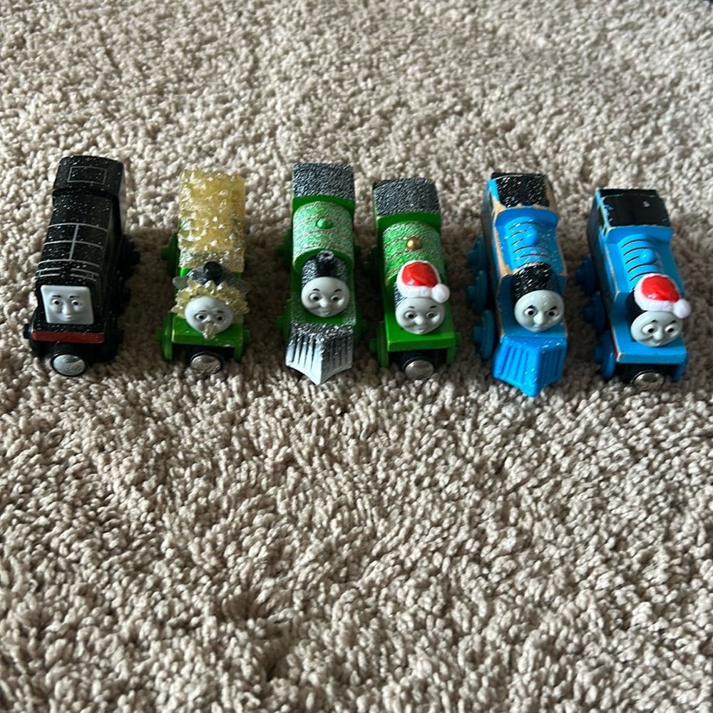 Snow Covered Thomas the Train Lot - wooden trains